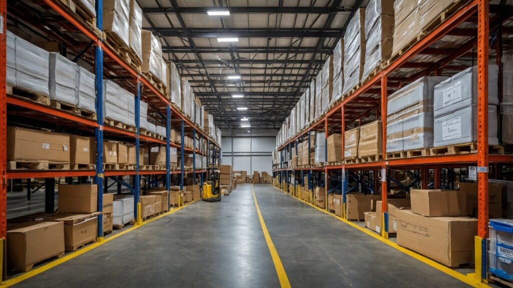 Top 5 Benefits of Fresh Parking Lot Striping for Columbia MS Businesses 3 Warehouse floor striping in Columbia by Striping Bros