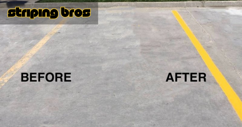 Top 5 Benefits of Fresh Parking Lot Striping for Columbia MS Businesses 1 Before and after parking lot striping in Columbia, MS by Striping Bros
